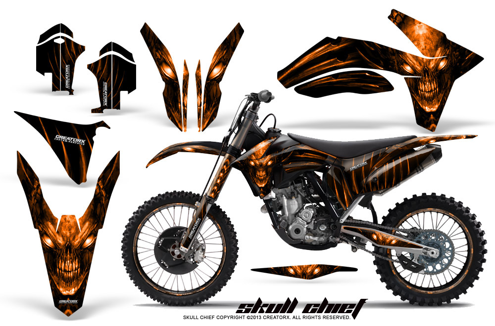 KTM C7 2011 Graphics Kit Skull Chief Orange BB NP Rims